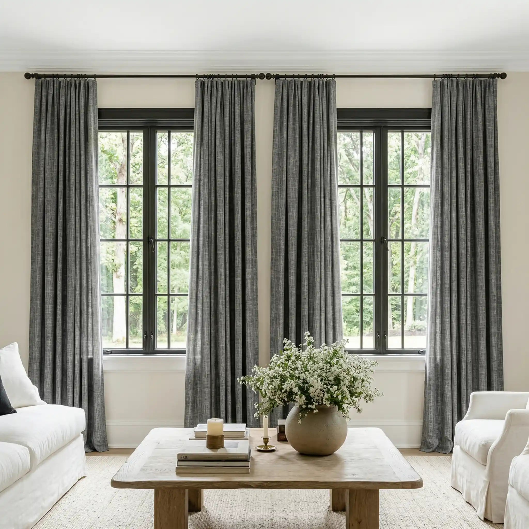 Custom 100% Linen Blackout Curtains – Natural Texture