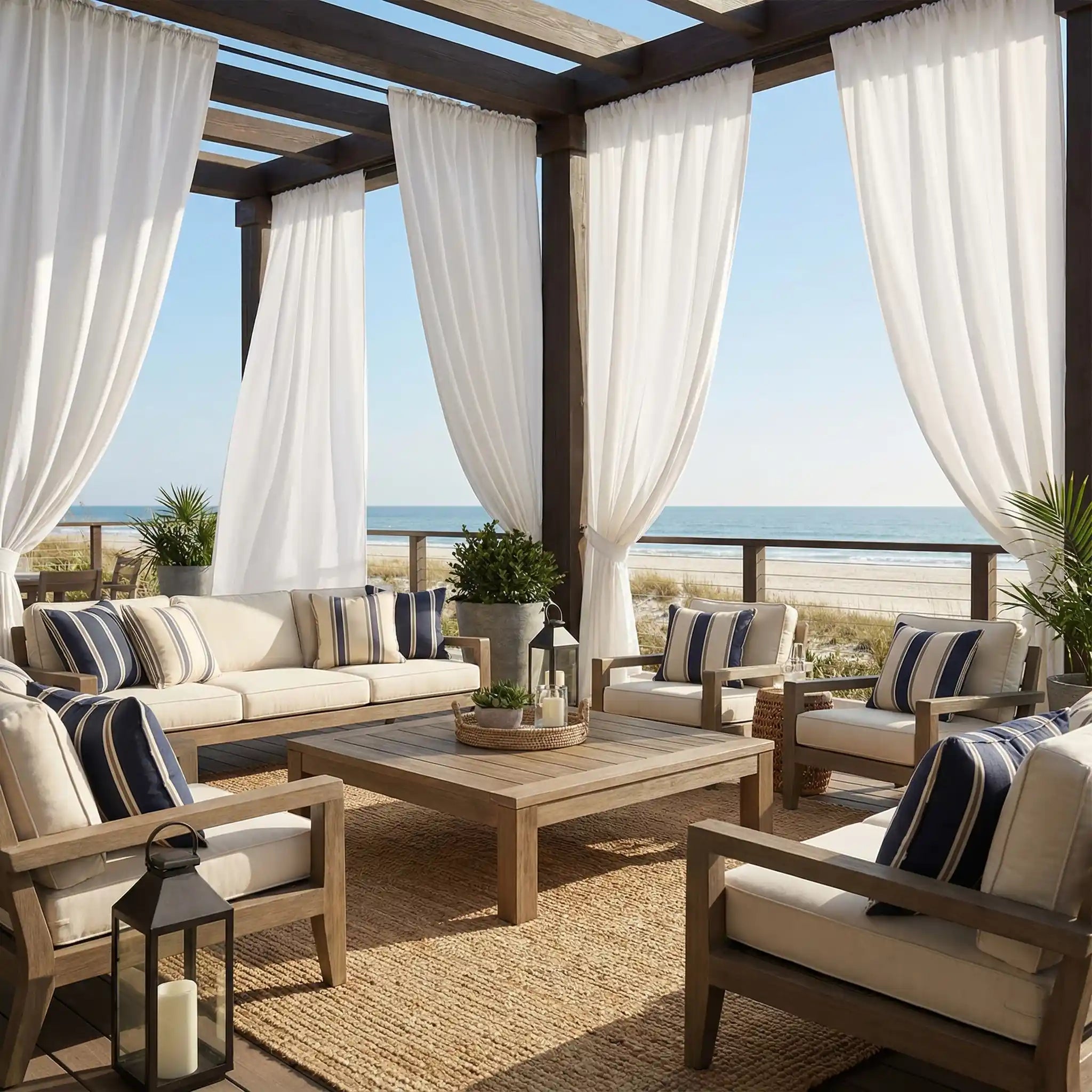 Made-to-Measure Outdoor Sheer Shades – Light Filtering Patio Window Treatments