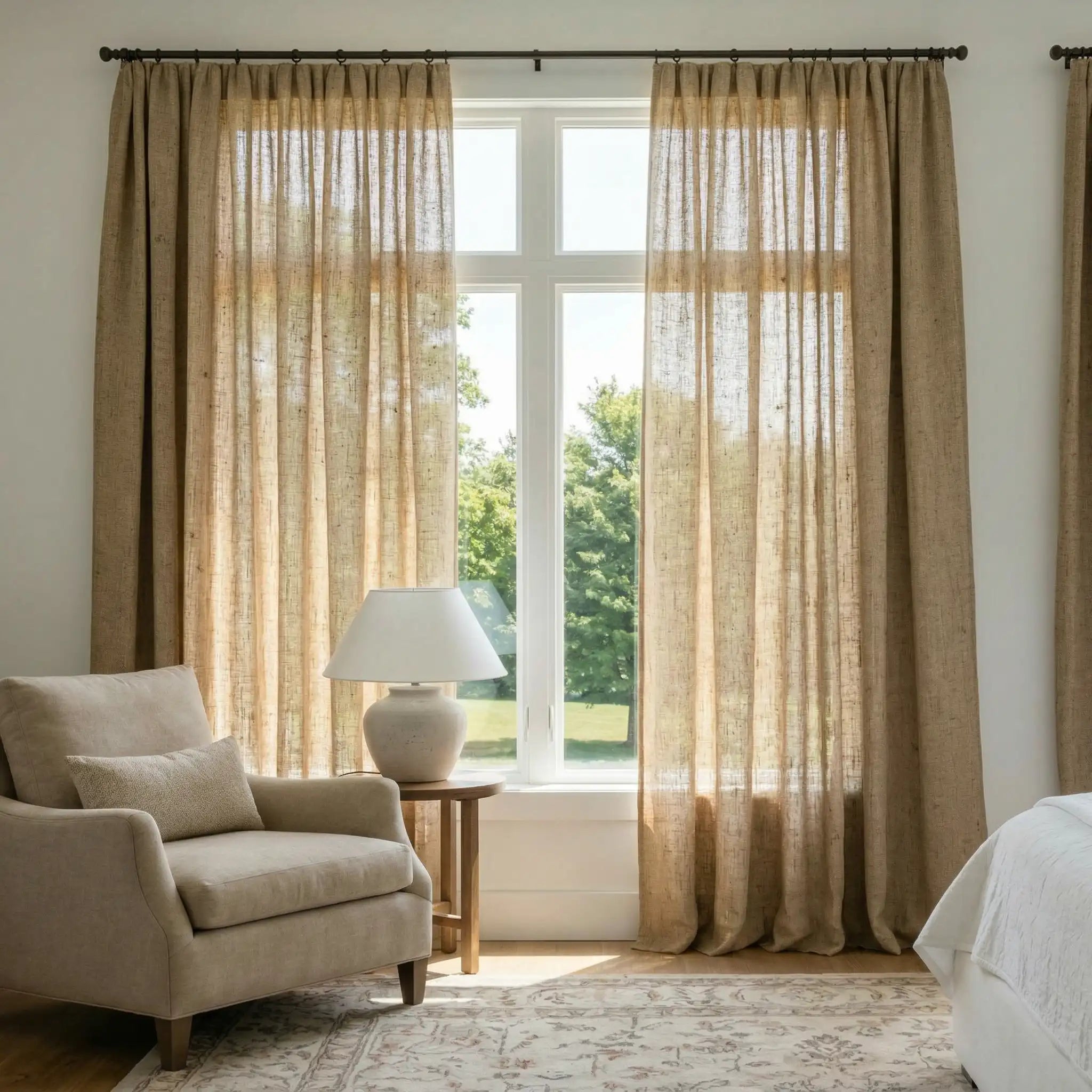 Custom Linen Semi-Blackout curtains – Natural Texture