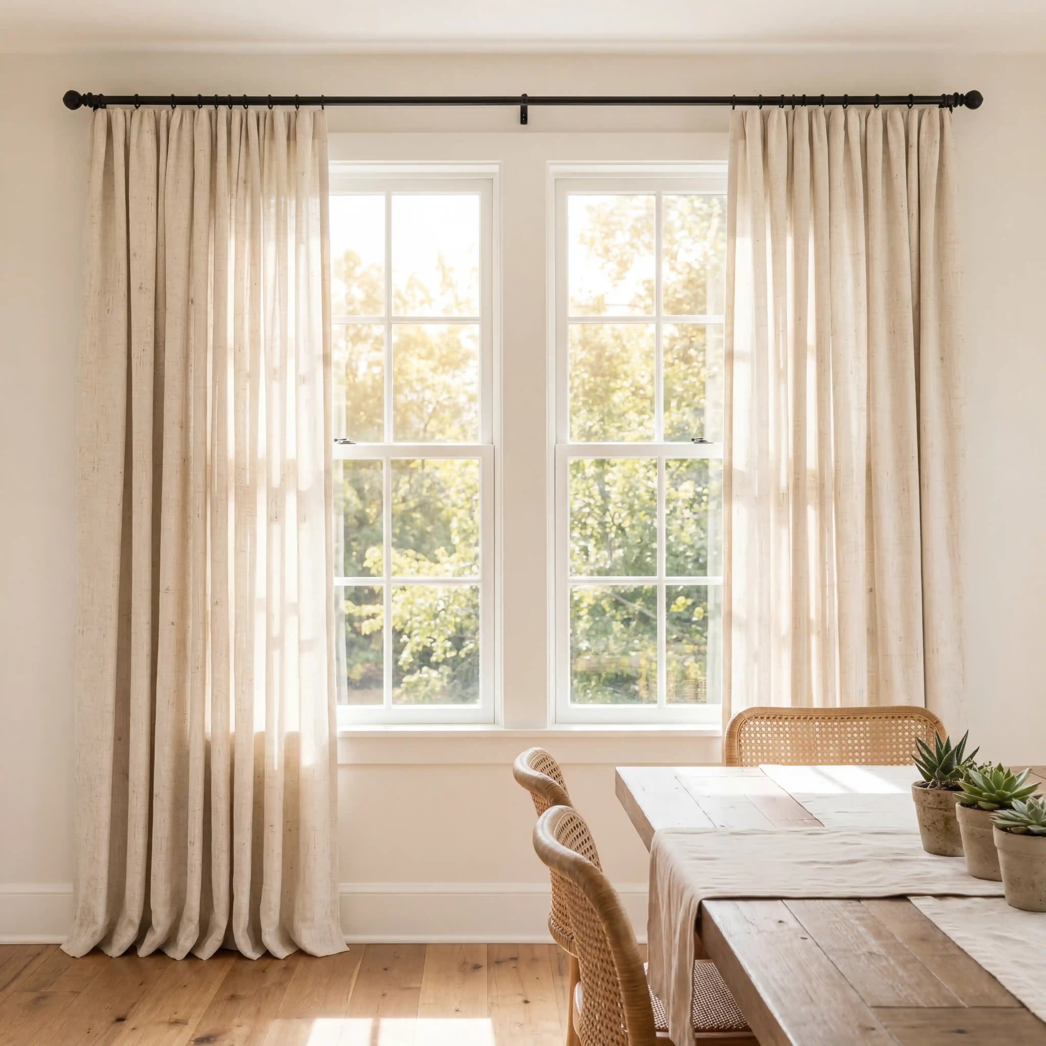 Custom Linen Semi-Blackout curtains – Natural Texture