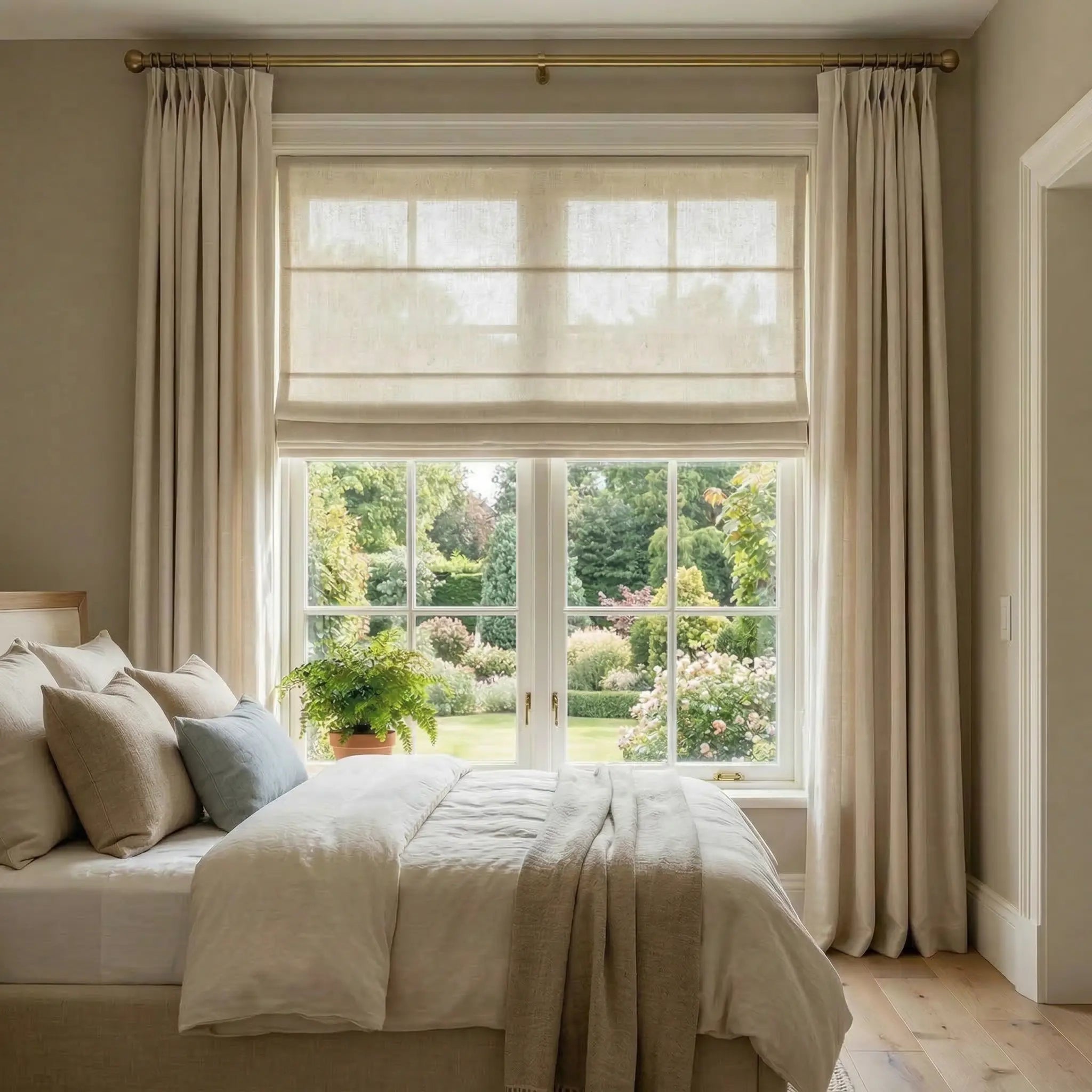 Custom Linen Semi-Blackout Roman Shades