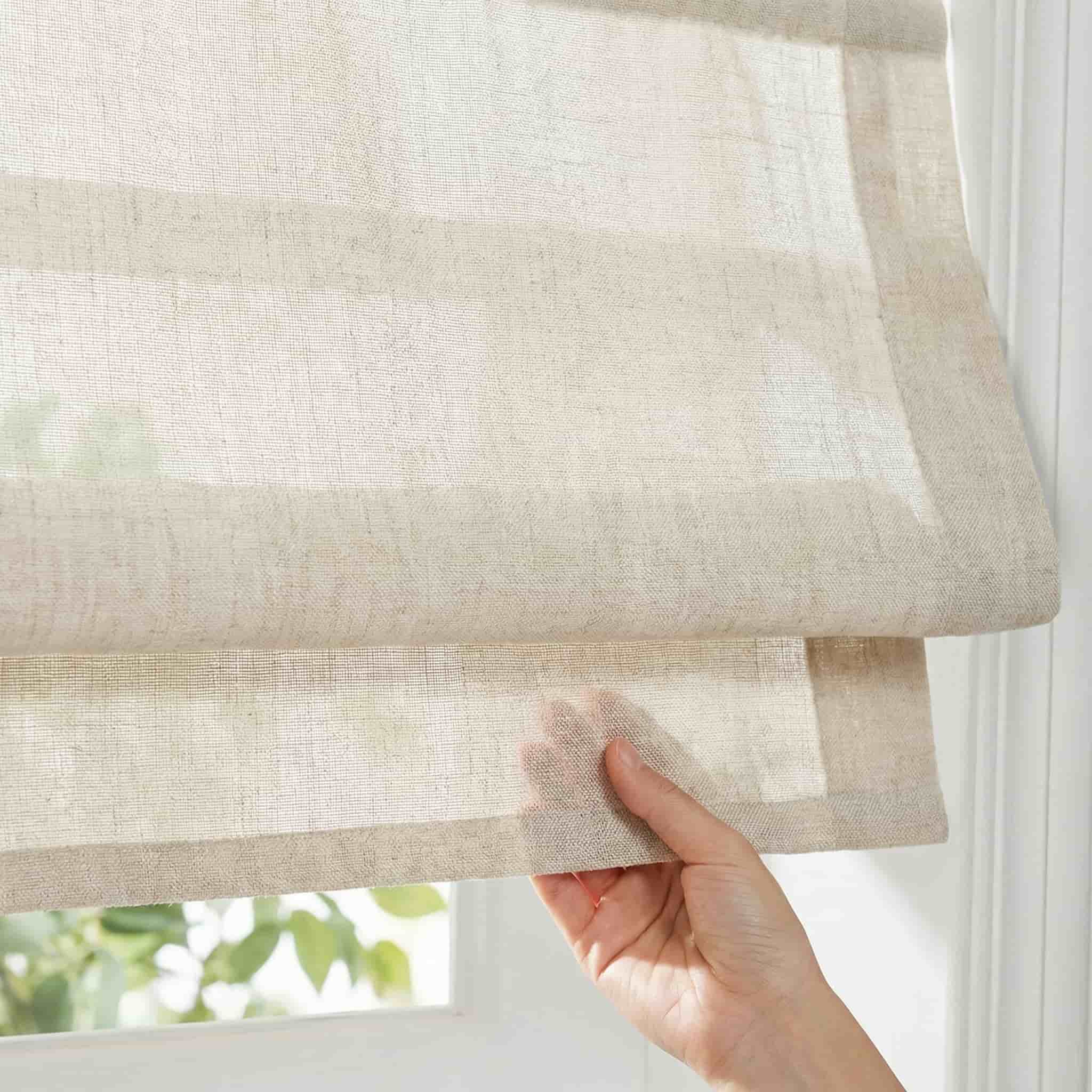Custom Linen Semi-Blackout Roman Shades