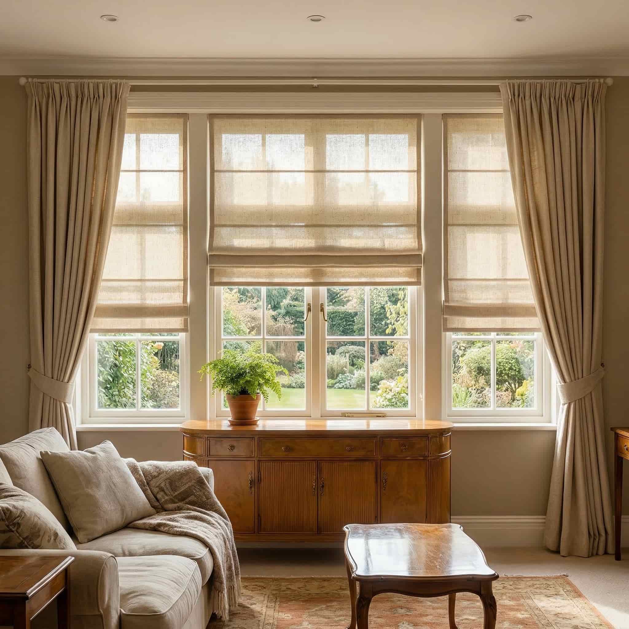 Designer Linen Semi-Blackout Roman Shades