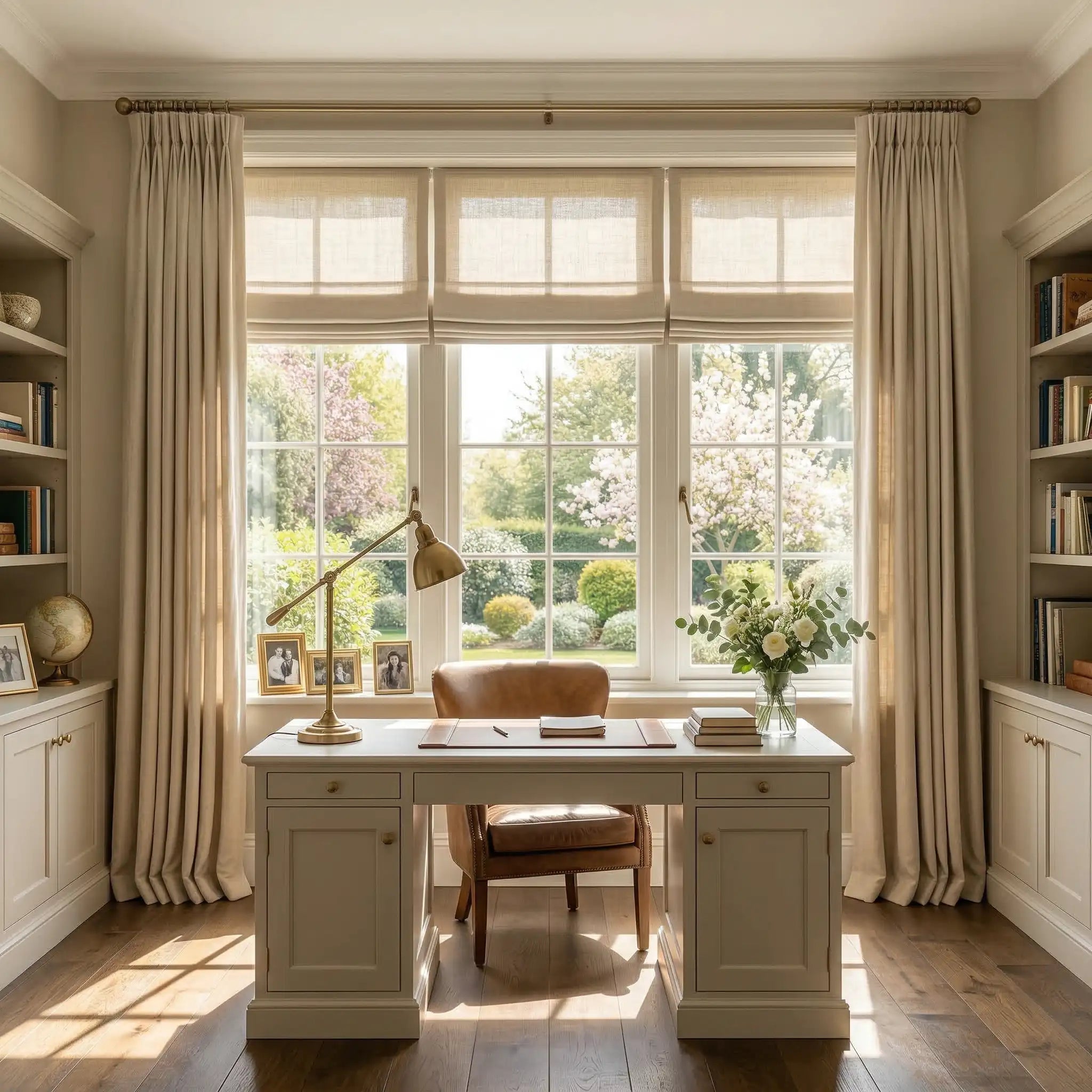 Custom Linen Semi-Blackout Roman Shades