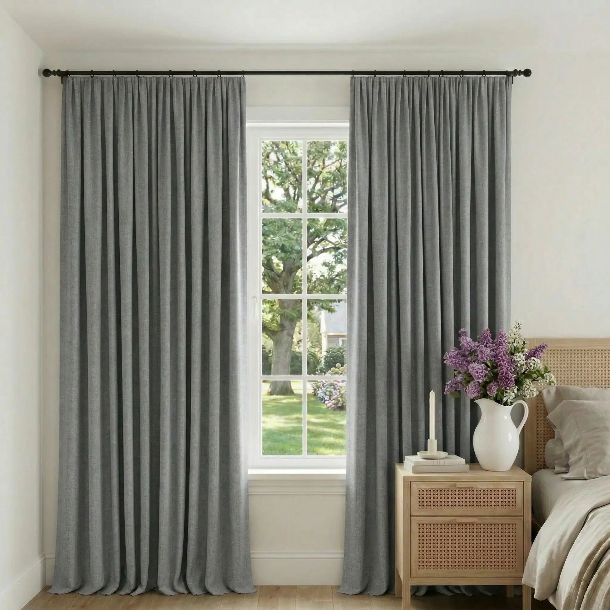 Custom 100% Linen Blackout Curtains—Elegant Light Control