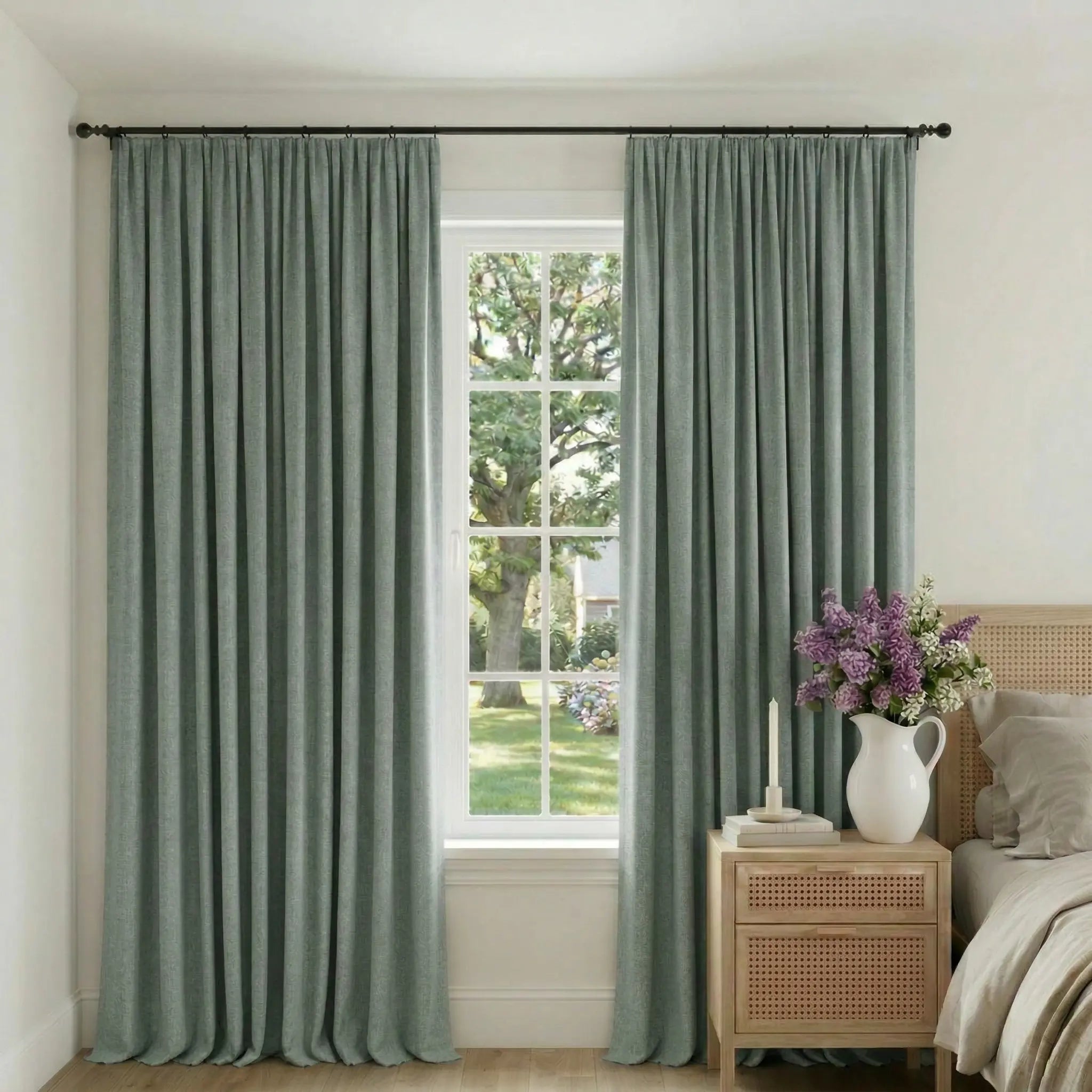 Custom 100% Linen Blackout Curtains—Elegant Light Control