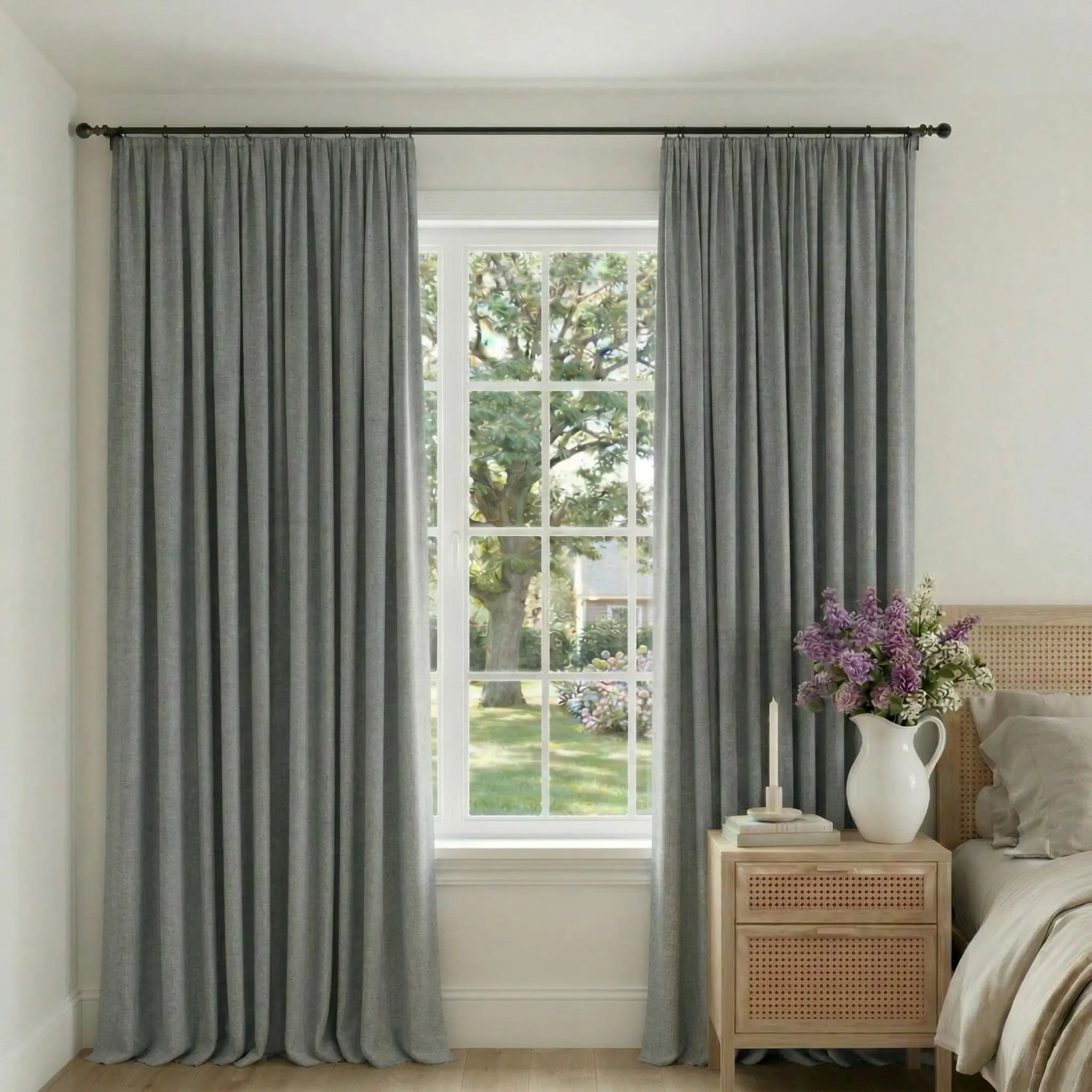 Custom 100% Linen Blackout Curtains—Elegant Light Control