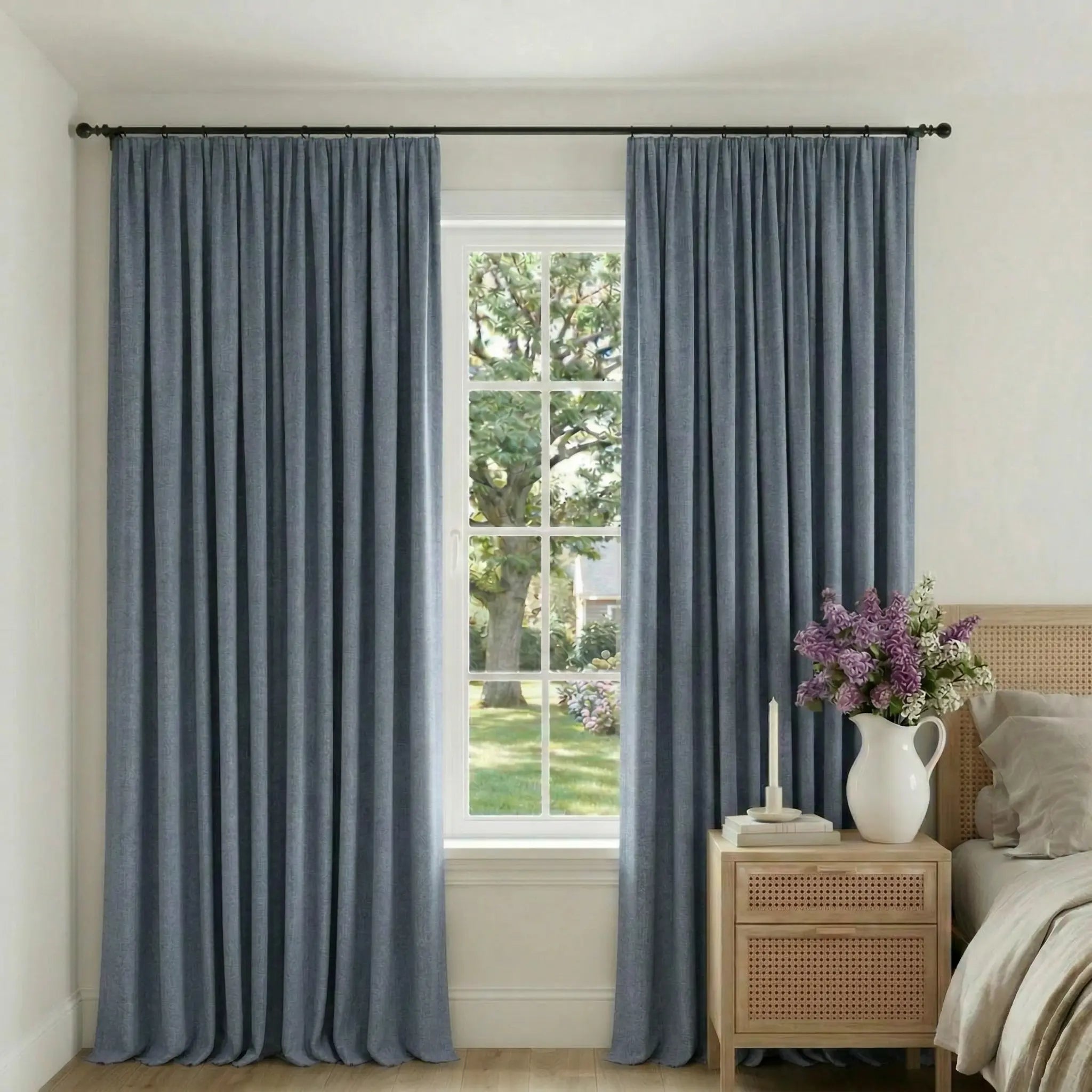 Custom 100% Linen Blackout Curtains—Elegant Light Control