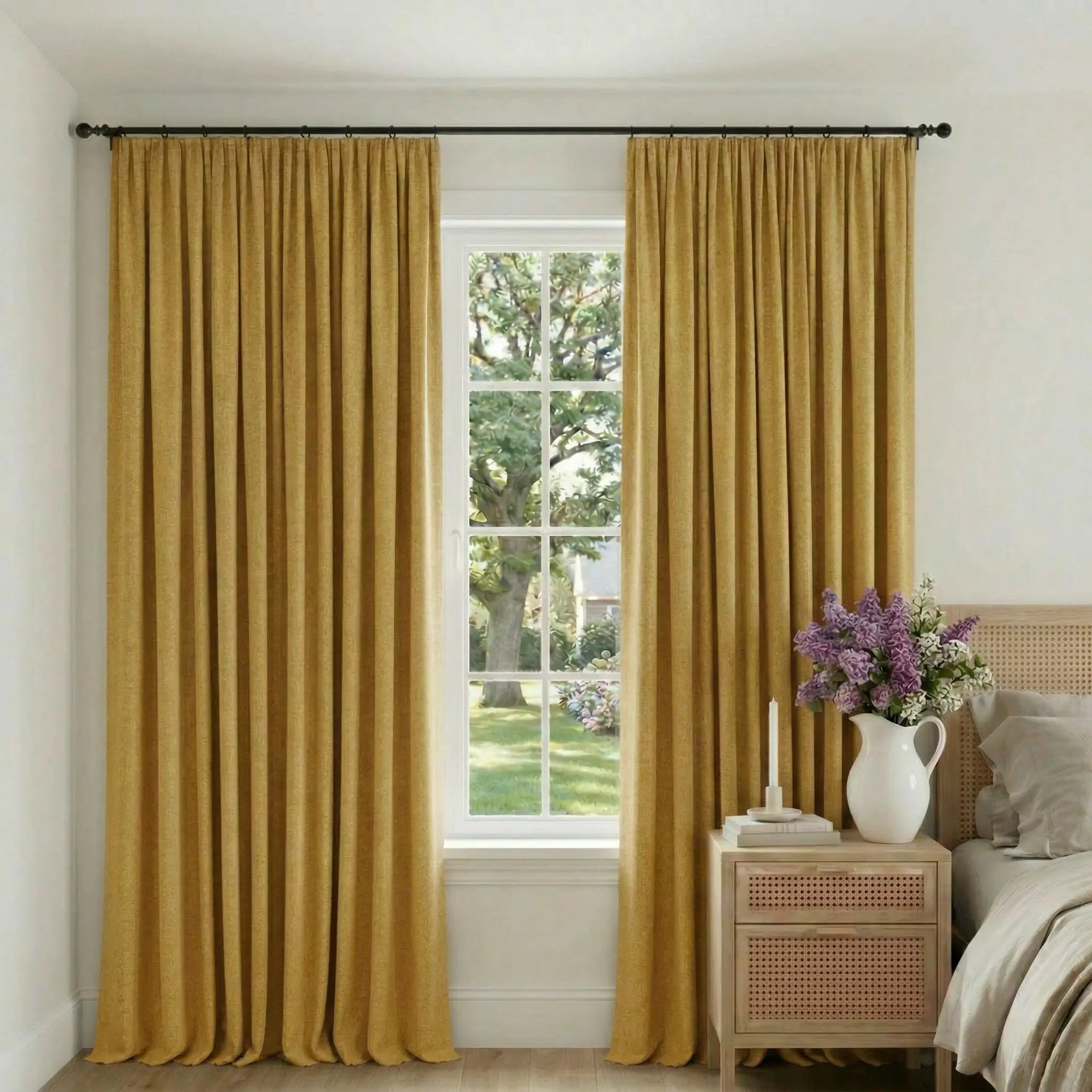 Custom 100% Linen Blackout Curtains—Elegant Light Control