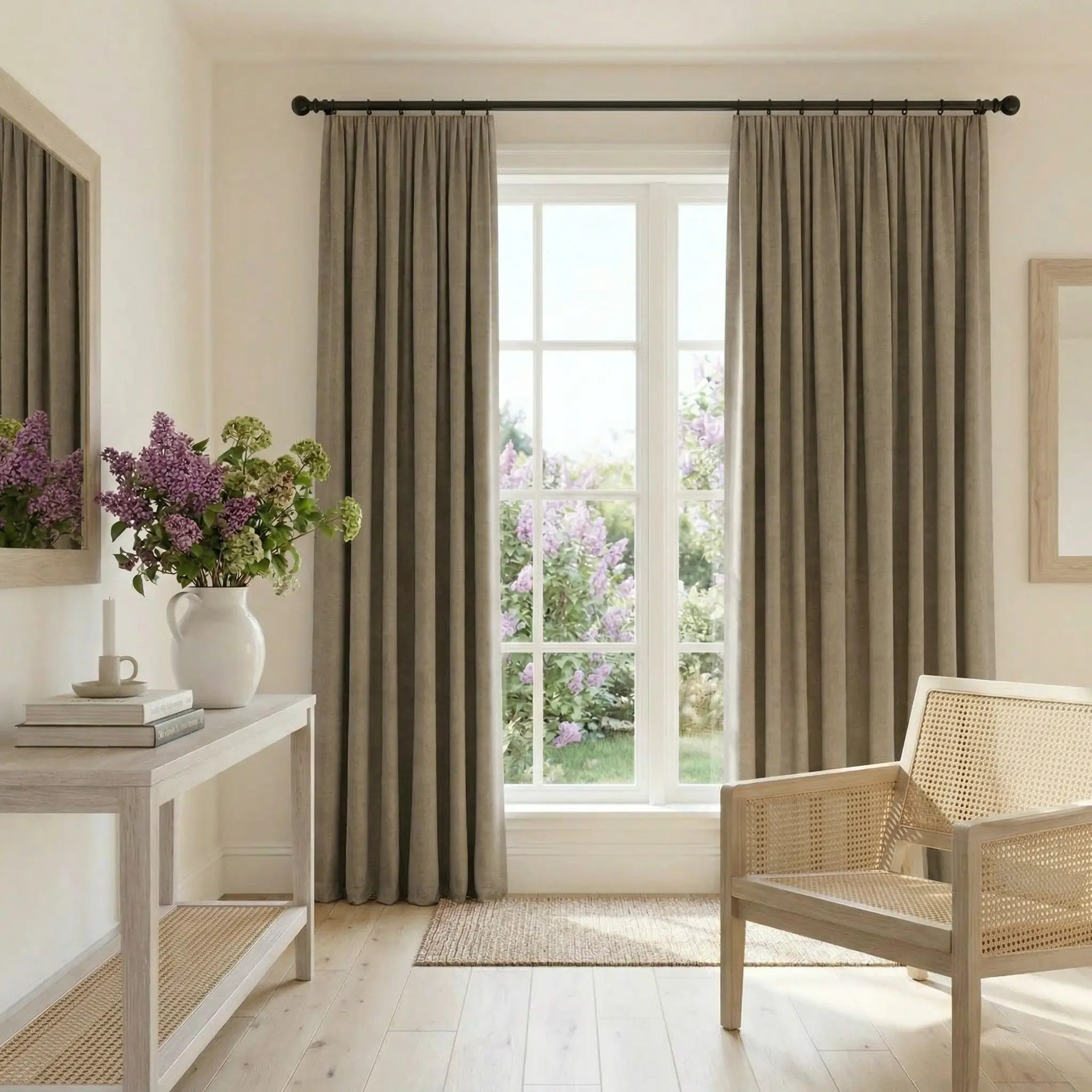 Custom 100% Linen Blackout Curtains—Elegant Light Control