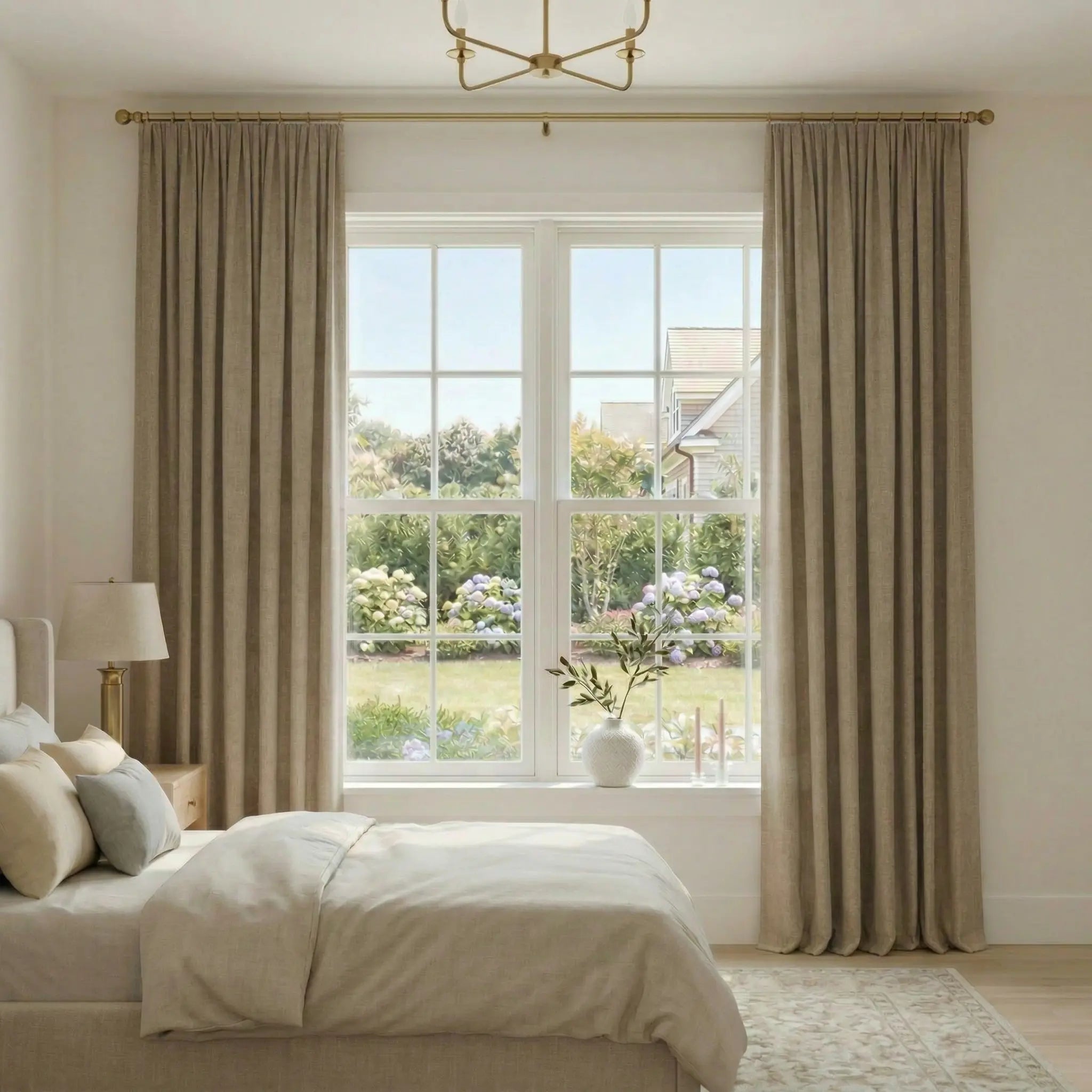 Custom 100% Linen Blackout Curtains—Elegant Light Control