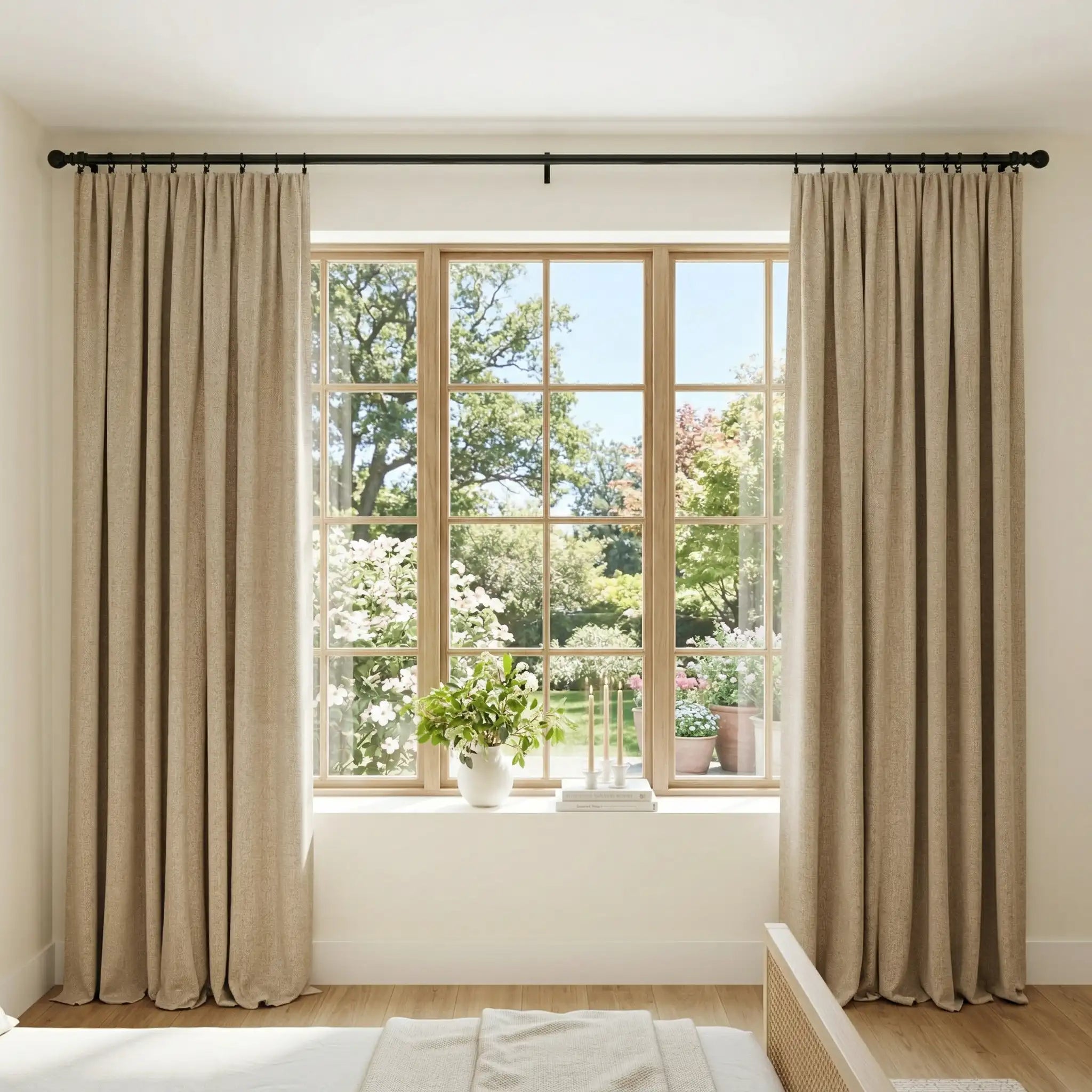 Custom 100% Linen Blackout Curtains—Elegant Light Control