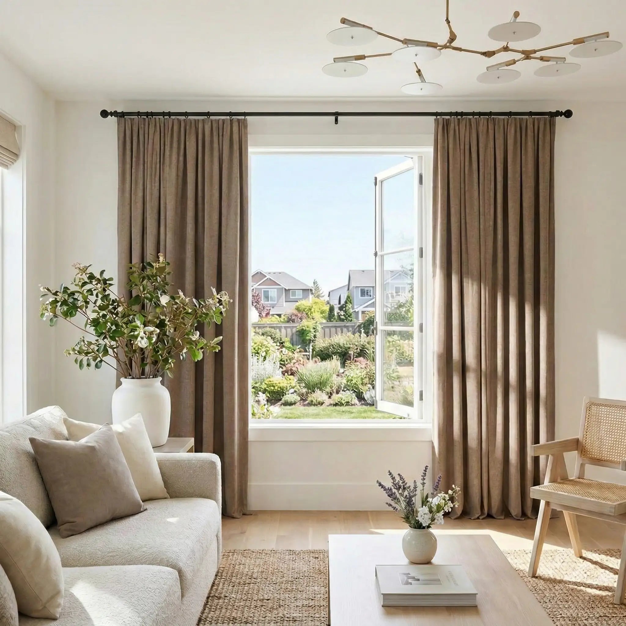 Custom 100% Linen Blackout Curtains—Elegant Light Control