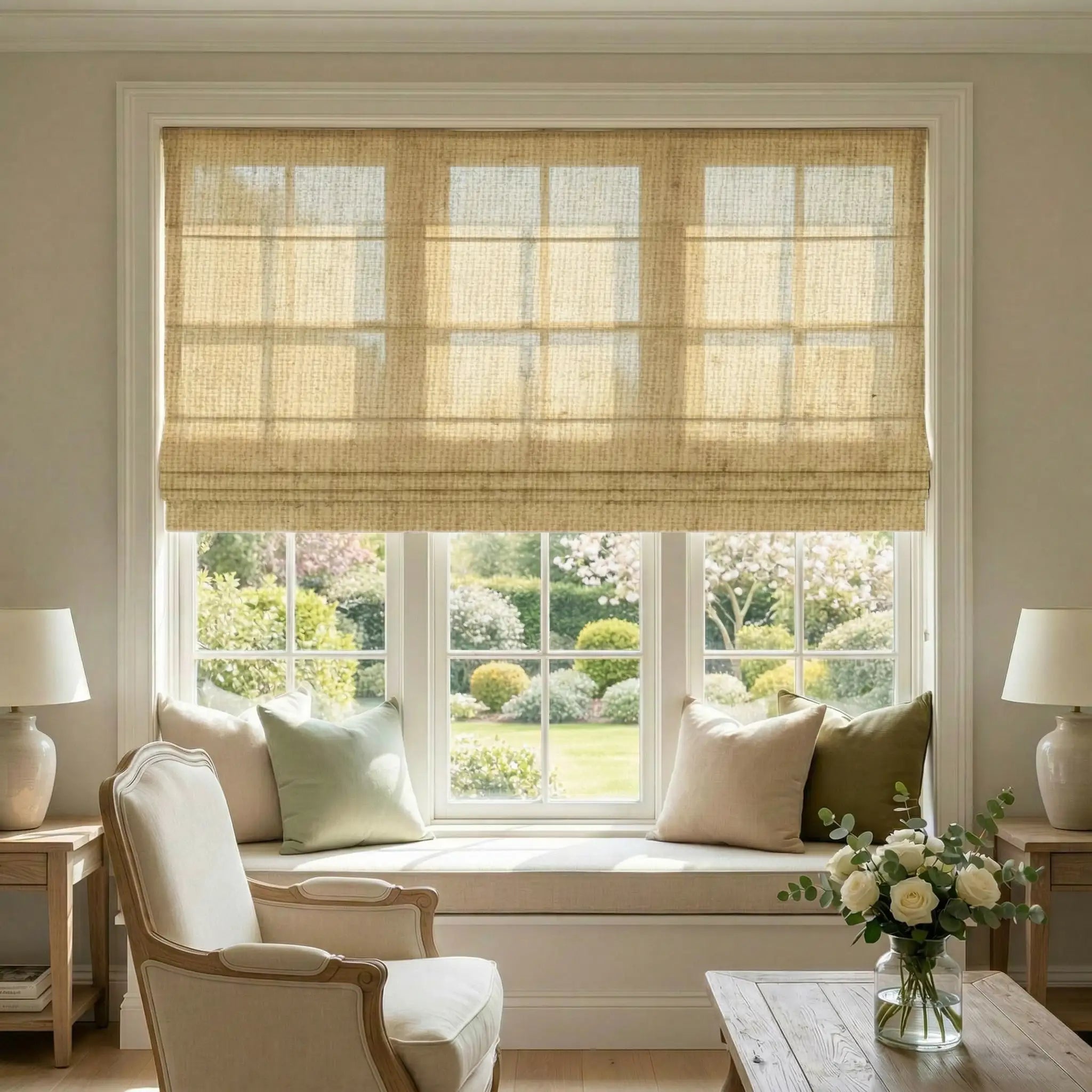 Custom Linen Semi-Blackout Roman Shades