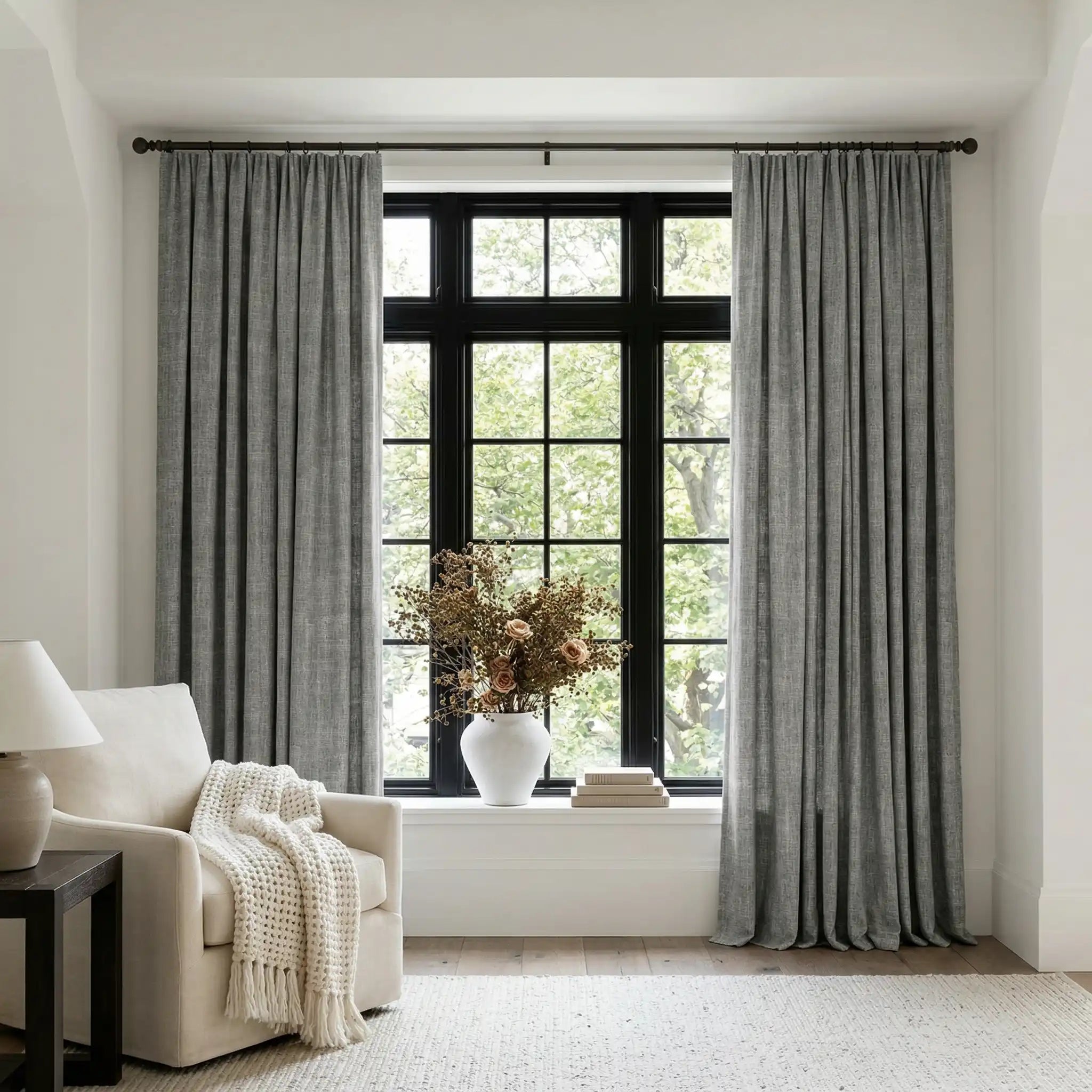 Custom 100% Linen Blackout Curtains – Natural Texture