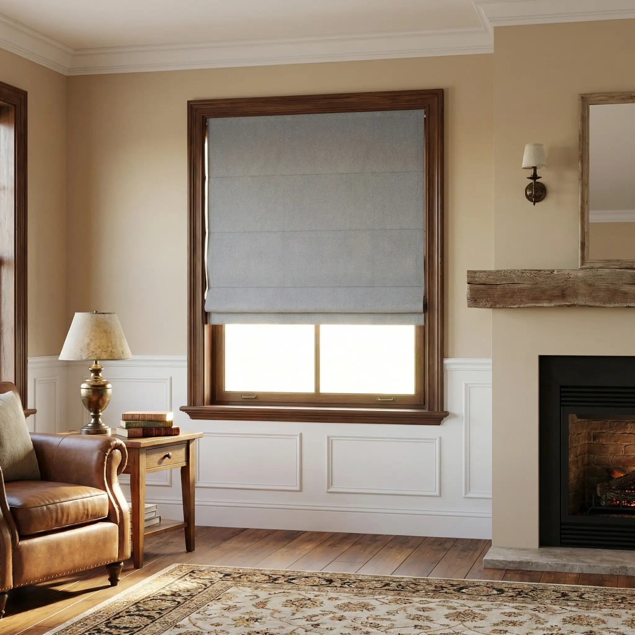 Custom 100% Blackout Linen Roman Shades