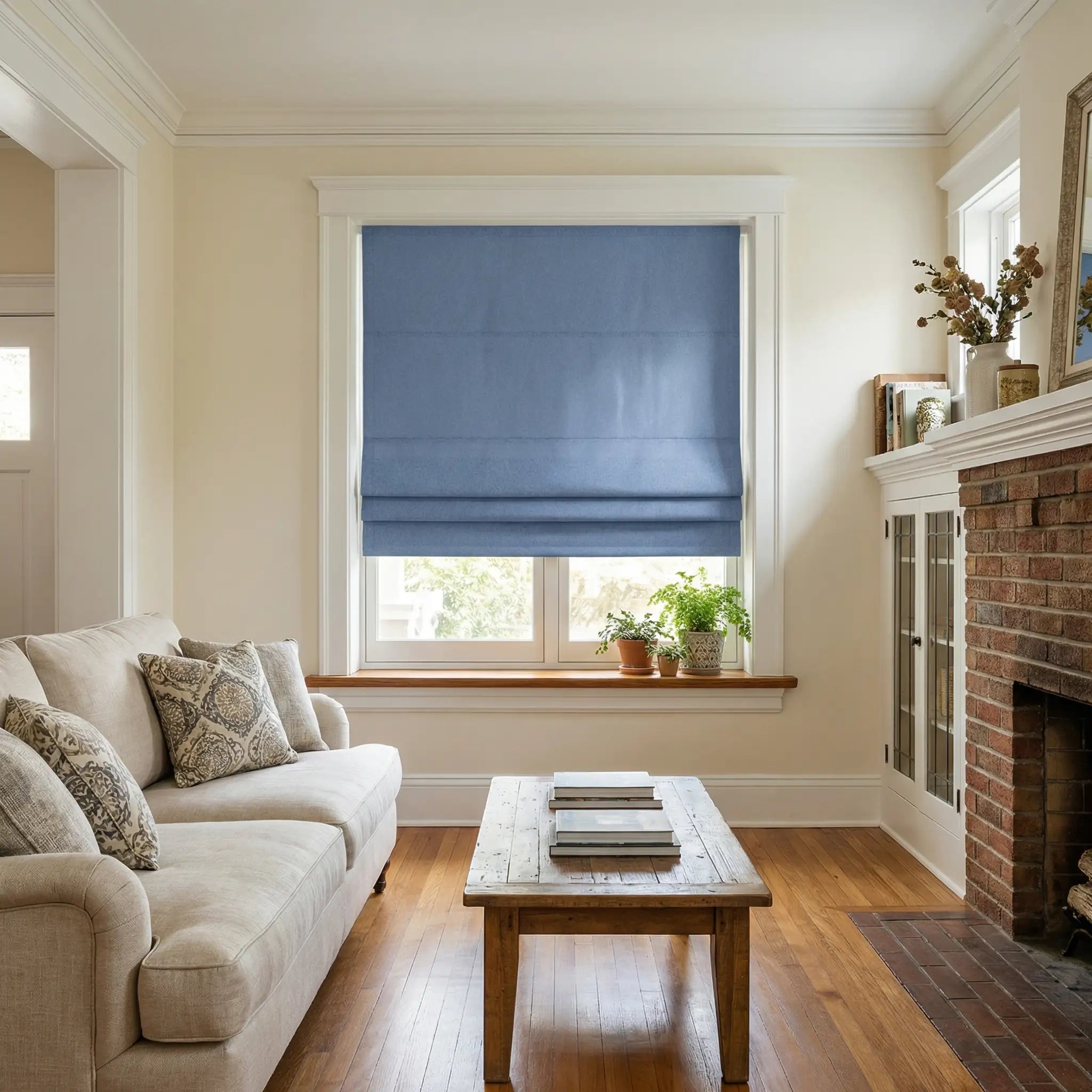Custom 100% Blackout Linen Roman Shades
