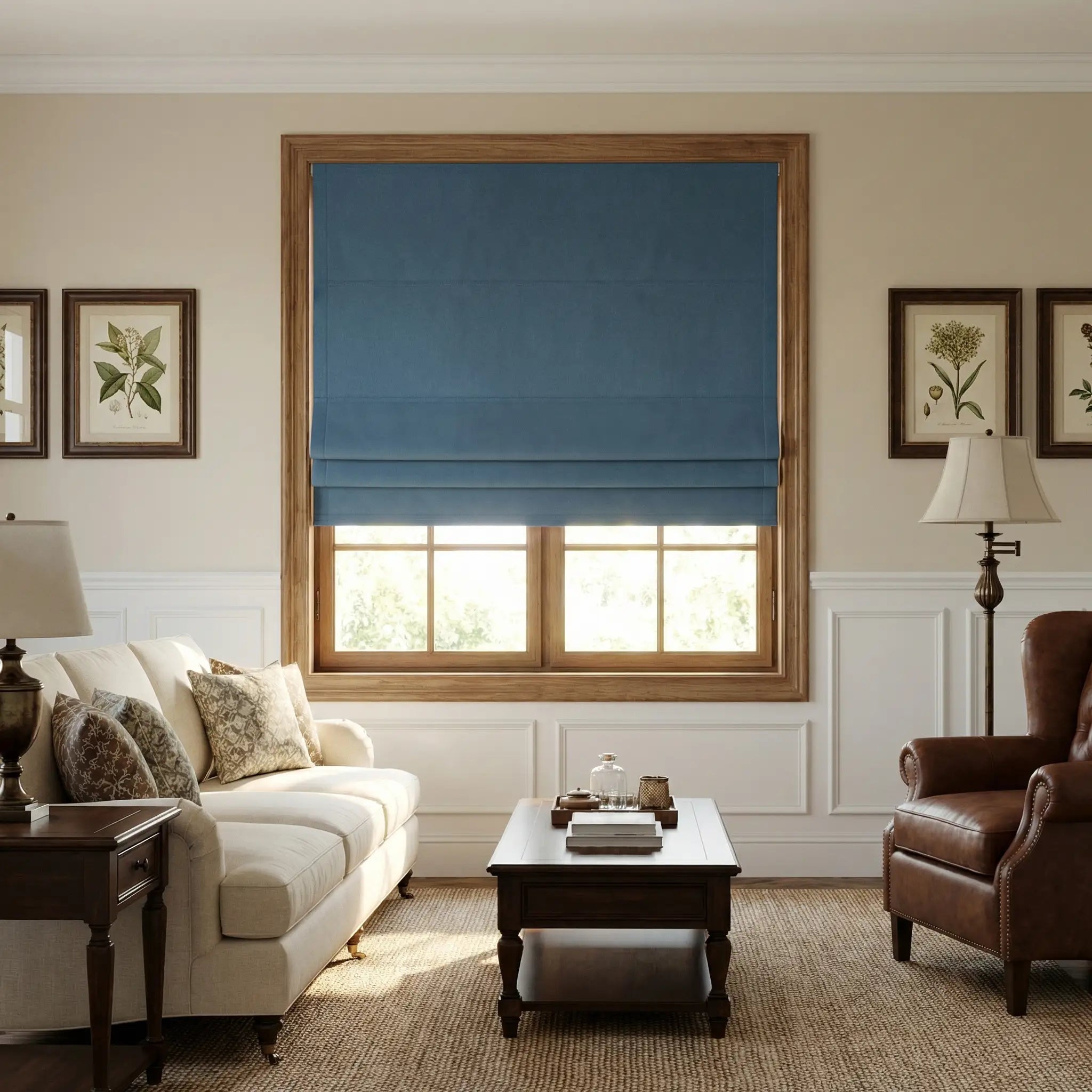 Custom 100% Blackout Linen Roman Shades
