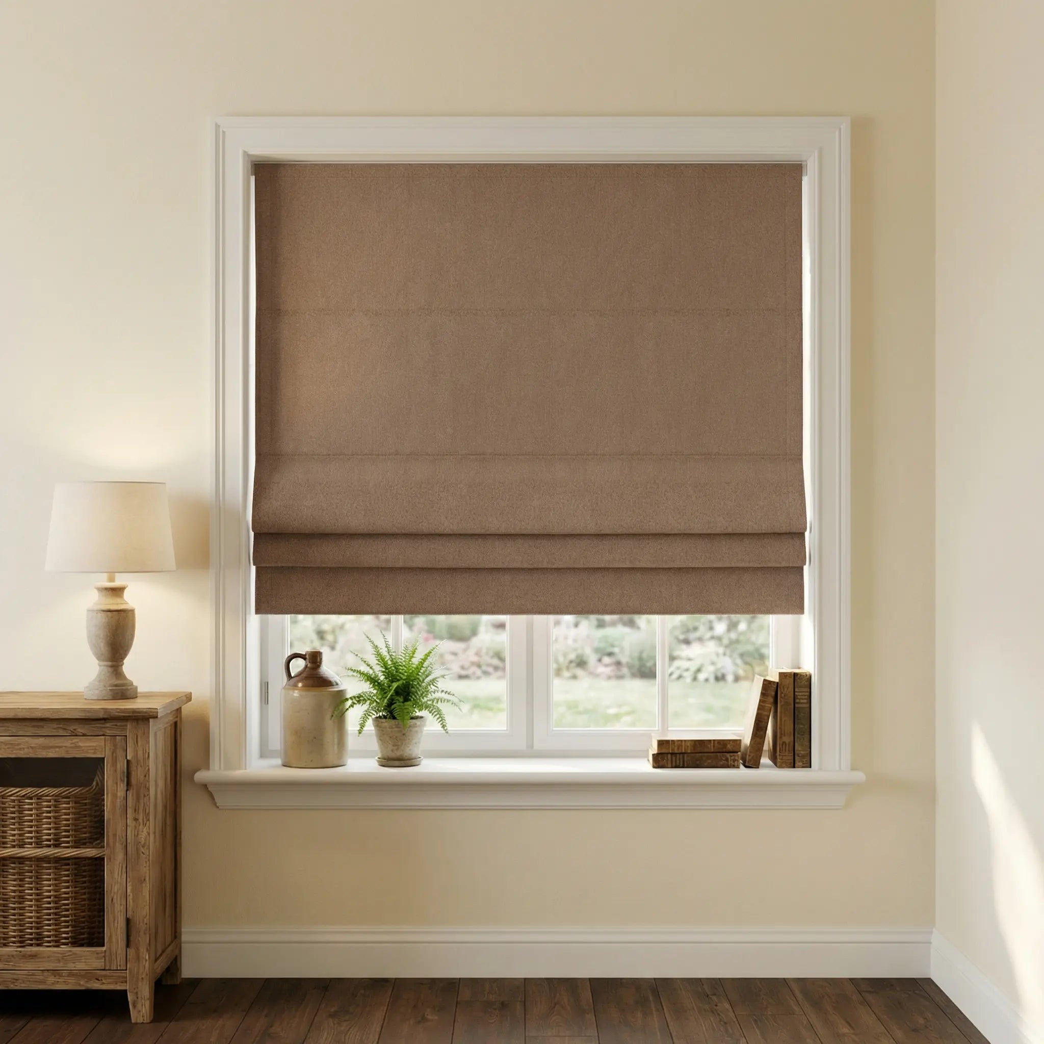 Custom 100% Blackout Linen Roman Shades