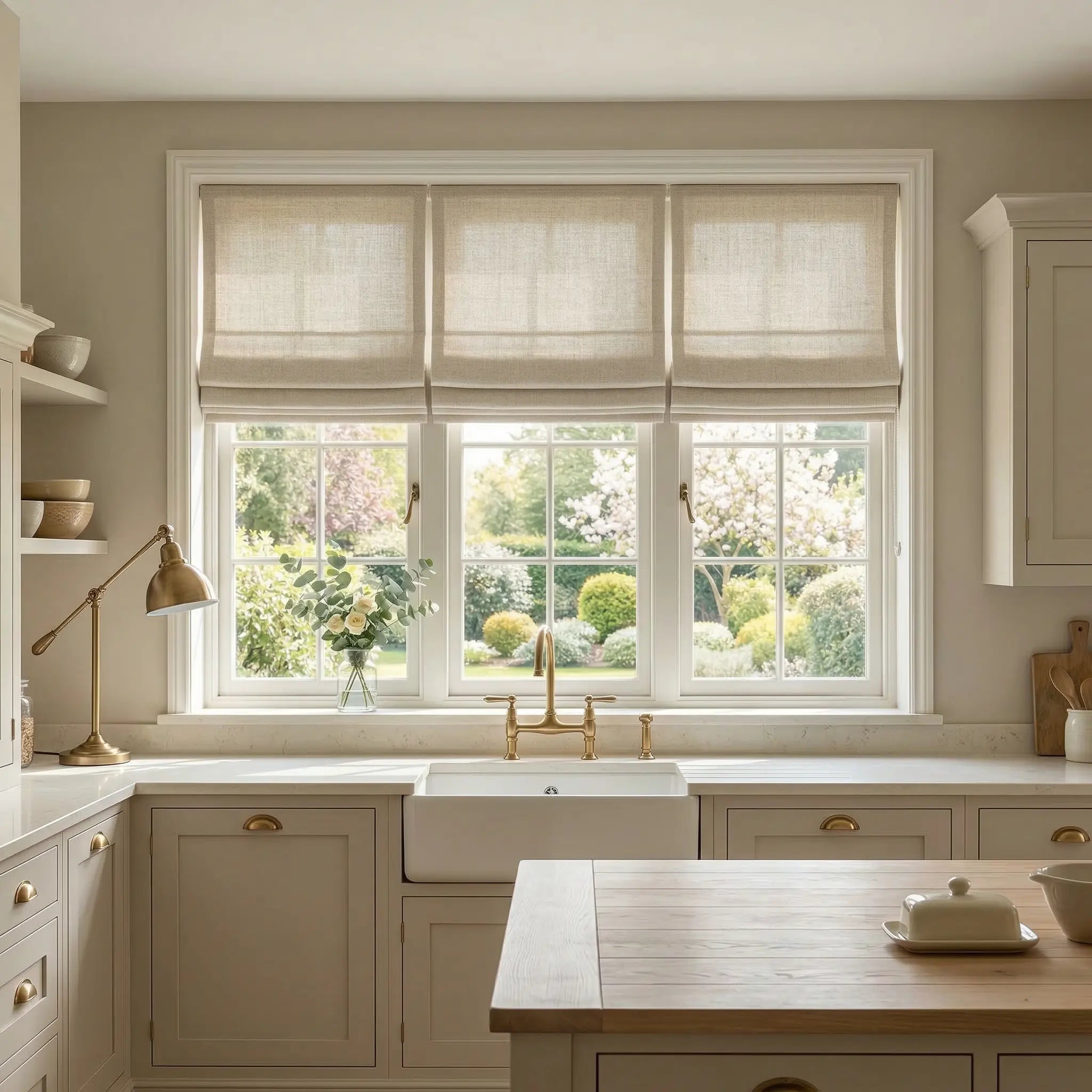 Custom Linen Semi-Blackout Roman Shades