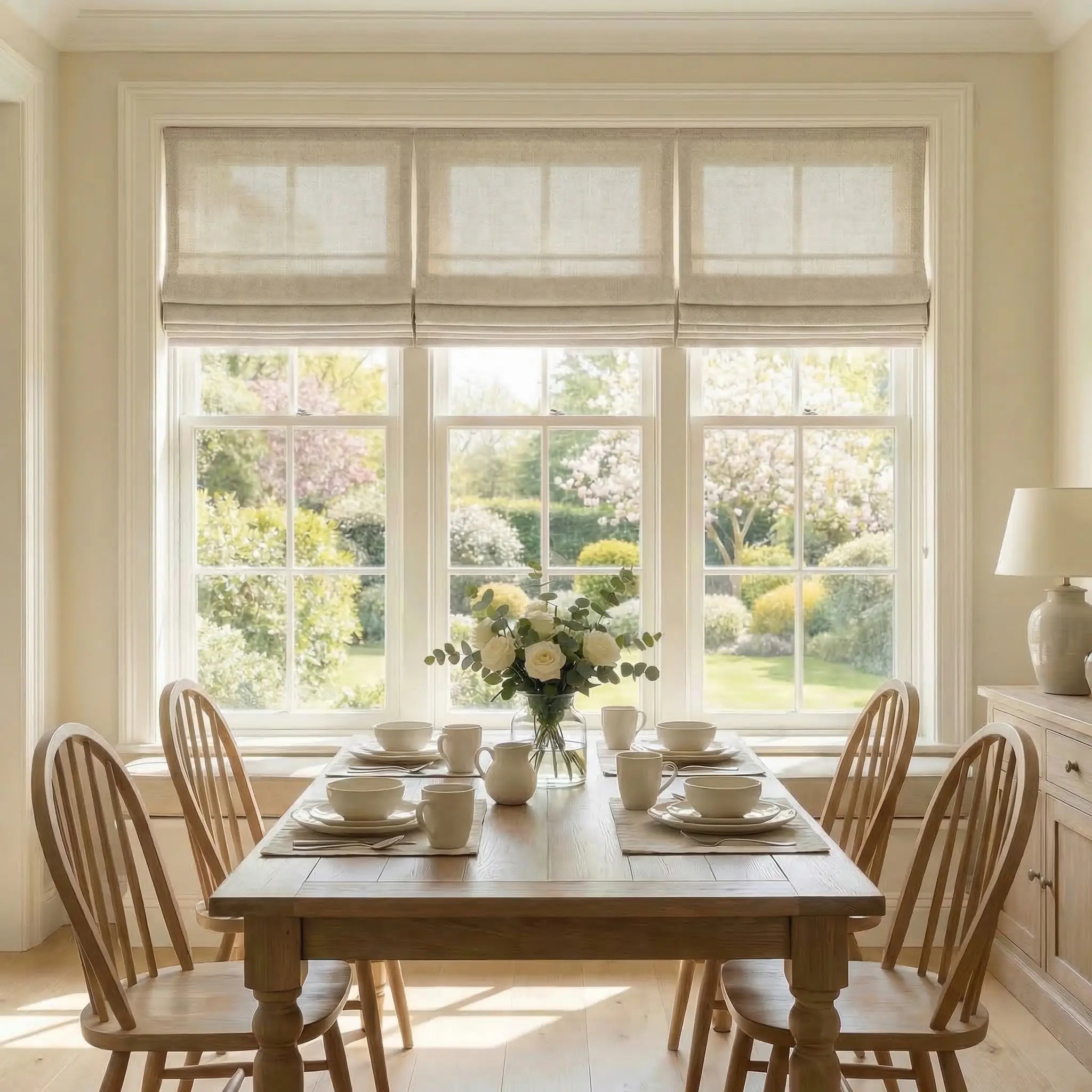 Custom Linen Semi-Blackout Roman Shades