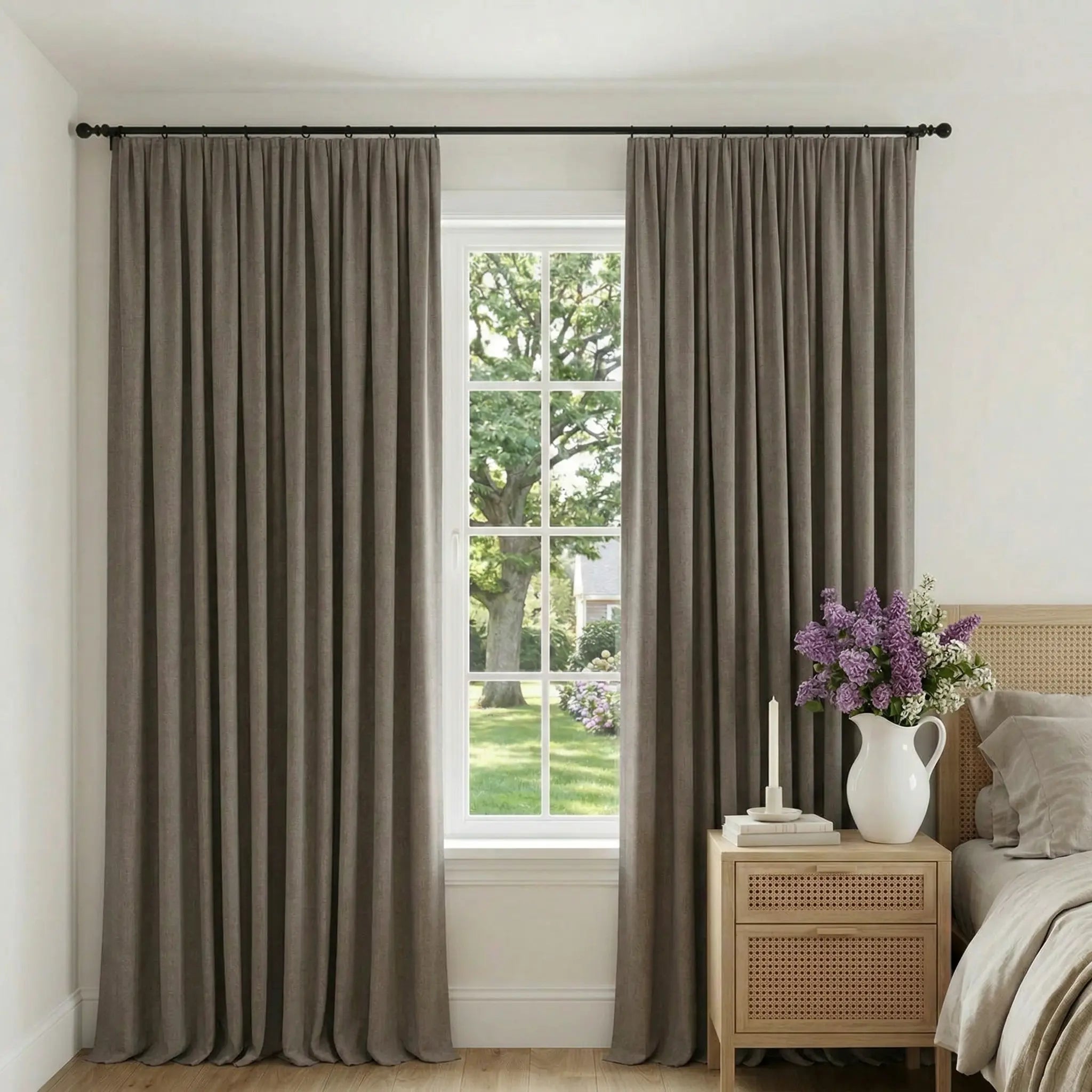 Custom 100% Linen Blackout Curtains—Elegant Light Control